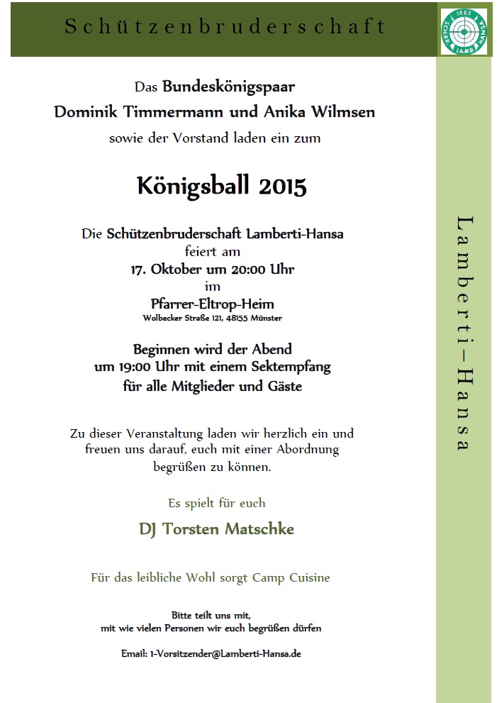 Einladung Königsball 2015